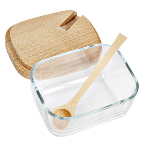 Zuckerdose glas holzdeckel - zuckerdose,