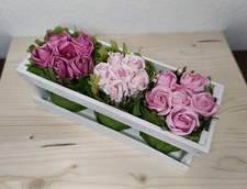 Deko Papier Blumenstrauß rosa Rosen weiß Blumenkasten Krepppapier Blüten 