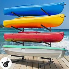 Kajak-Aufbewahrungsregal Freistehend 4 Ebenen mit Rädern Lagerregal Verstellbar