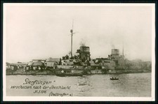 Foto AK SMS Derfflinger nach Skagerrak Schlacht 5.1916 schwer beschädigt Treffer