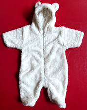 Baby - Overall Gr. 62  niedl. Teddy - Fell weiß mit innen Baumwoll-Jersey-Futter