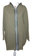 Hoodie Long Sweatjacke Kapuze Mantel ? Hoody Jacke oliv XXL Sweatmantel Sweat