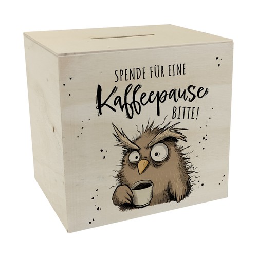 Eule spardose aus holz - eule,