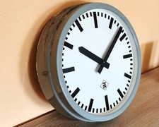 TN TELENORMA Nebenuhr Industrie- Wand- Uhr / Bahnhofsuhr 60s/70s ca.35cm Vintage