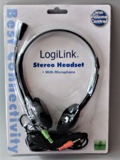 LogiLink Stereo Headset Kopfhörer mit Mikrofon HS0002 für Computer PC Tablet Neu