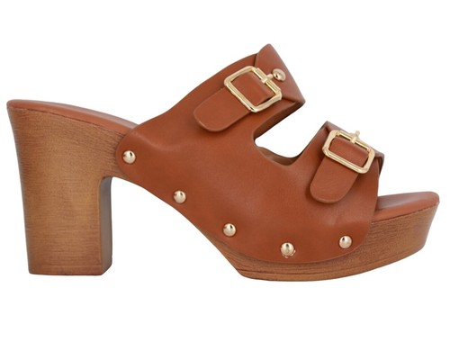Damen leder clogs - mit, goldenen