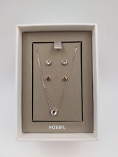 Fossil JGFTSET1048 Set Ohrringe Kette Silber rosè gold Schmuckset Geschenkset