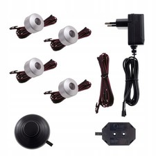 LED-SET PRIMUS – 4× 1W mit Aluminiumrahmen | Kaltweiß | Fußschalter & Netzte