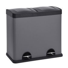 B-Ware SVITA T2X24 Mülleimer Edelstahl Papierkorb Abfalleimer Mülltrennung Grau