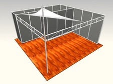 Messestand aus Alustangen Octanorm