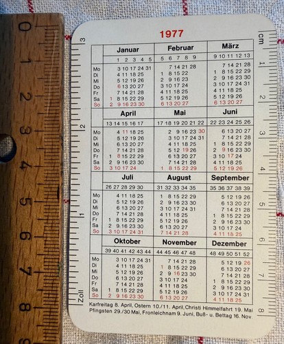 1977 kalender taschenformat - im,