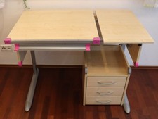 KETTLER Schreibtisch Comfort II höhenverstellbar + Container Ahorn/silber