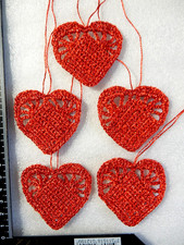 Flache herzen gehäkelt rot - flache,