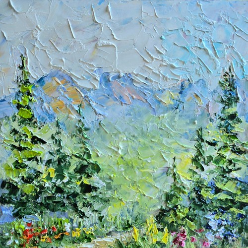 Berge wald landschaft ölbild - berge,