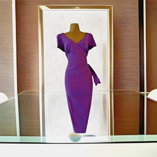 VINTAGE DIVA CATWALK PURPLE BOMBSHELL WIGGLE DRESS SIZE XL (UK 14) US 10 (EU 42)