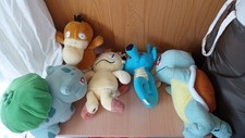 5 Pokemon Kuscheltiere Vintage Konvolut,Enton,Bisasam,Mauzi,Seeper,Schiggy