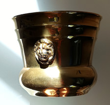 Messing-Blumen Übertopf glänzend poliert Löwenkopf Verzierung