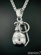 Hand Granate Militär Anhänger Edelstahl Halskette Krieg Waffe Schmuck Biker 389B