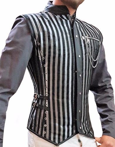 Weste korsett aus brokat leder - weste,