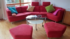Wohnlandschaft Sofasitzecke Ecksofa Fa.Hummel / Allegra Rot Microfaser Alcantara