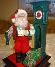 Weihnachtsmann mit Standuhr,  Musik, Licht, Noel, Holiday Creations, OVP, selten