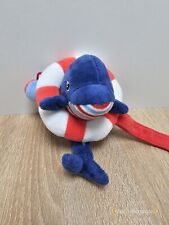 TCM Tchibo Delfin Delphin Knister Stofftier Plüsch Kuscheltier 13cm Blau Rot
