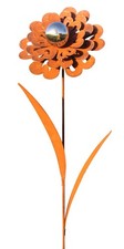 Blume Sissi Gartendeko rostige Dekoration Edelrost Edelstahlkugel Gartenstecker