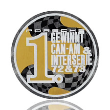 NEU+ORIG. Porsche Aufkleber "Can-Am & Interserie 72-73" Window Sticker Ø 110mm