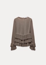 Zara Top Damen Oberteil Volant