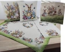 Gobelin Ostern Hasen-Körbchen Osterdecke Tischdecke Tischläufer Platzset Kissen