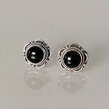 Silber-Ohrstecker - Onyx - verziert - Blume - DEL - Silber 925