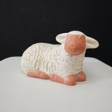 Schaf Ton Statue Figur rustikal Oster Deko 10,5 cm Höhe