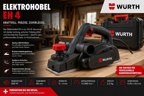Würth elektro hobel eh4 850 - hobel,