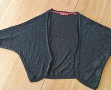 "edc" Damen Bolero / Jäckchen Größe S schwarz-silber kurzarm offenes Jäckchen