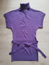 EXCELLENT Strick Pullover Kurzarm Rolli Longpulli mit Gürtel Gr. L/40 lila NEU?