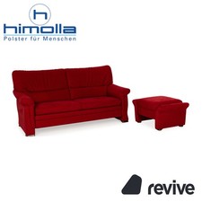 Himolla 2253 Stoff Sofa Garnitur Rot manuelle Funktion Zweisitzer Hocker Couch