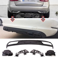 für Mercedes W205 S205 Heckdiffusor Auspuffblende GLANZ SCHWARZ SPORT Look