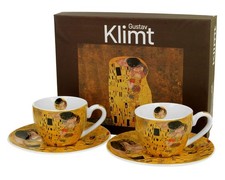 Espressotasse Tasse Untertasse 2er Set Klimt Der Kuss Geschenkbox Porzellan 90ml