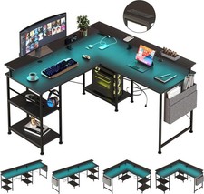Gaming Schreibtisch L-Form Eckschreibtisch Reversible LED Computertisch für Büro