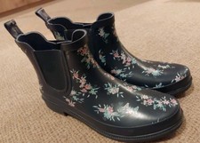 Damen Gummistiefel Gr. 42 dunkelblau geblümt Tchibo Chelsea Stiefel Slip On