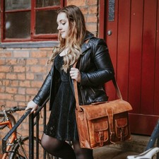 Tasche Leder Laptop Messenger Vintage Herren echte Aktentasche Schulter Braun