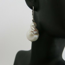 Ohrringe aus Echten Perlen Barock Riesig 13,5mm x 20mm Weiß, 925er Silber, TOP