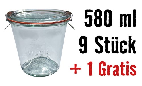 Weck gläser 580ml 2l - 10, 1/2l
