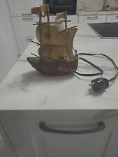 ALTE VINTAGE MID CENTURY MAYFLOWER HOLZ KLEINE SEGELBOOT DEKO TISCHLAMPE