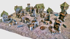 28mm 3D gedruckt zerstörtes mittelalterliches Dorf ruiniertes Gelände für Wargames & RPGs