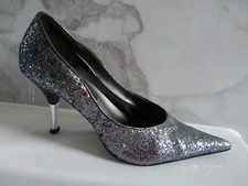 Cinderella  Glitzer Pumps High Heels Stiletto mit Metall Absatz Gr. 39 Schwarz