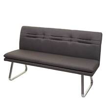 Esszimmerbank HWC-H70, Sitzbank Polsterbank, Textil Edelstahl, grau-braun 160cm