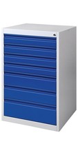 Quality Brand Schubladenschrank BK 600 H1000xB600xT600mm grau/blau 7 Schubl. ...