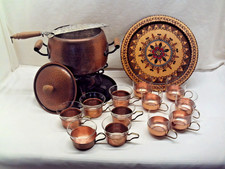 Stöckli Kupfer Feuerzangenbowle Vintage Komplett Set Topf 4 L. 12 x Jenaer Glas