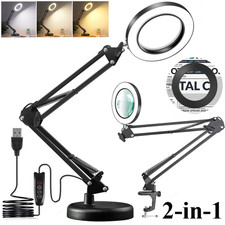 Lupe mit Licht und Ständer 10X 2-in-1 stufenlos dimmbare LED-Schreibtischlampe